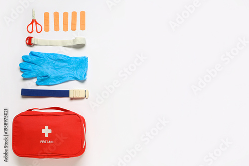 First aid kit with gloves a...