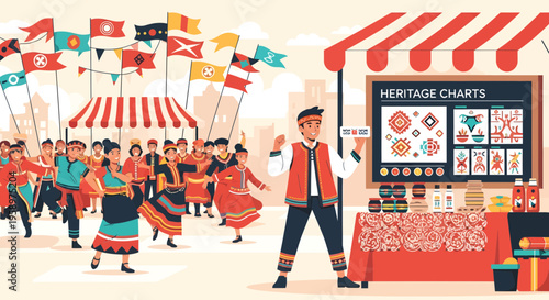 Diverse People Celebrating Cultural Heritage Festival.