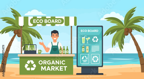Organic Market Stall with Eco Board Display.