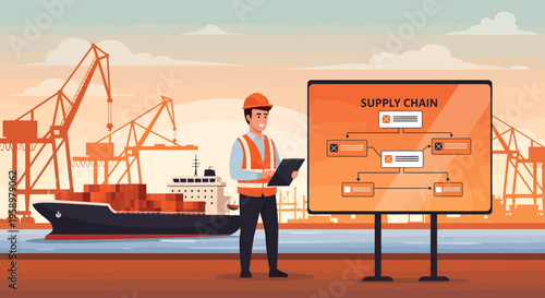 Supply Chain Manager Overseeing Operations at a Port.