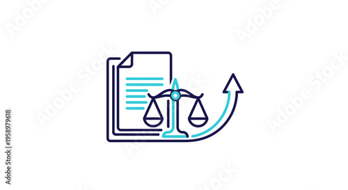 Legal Growth and Upward Trend Represented by Scales and Document Illustration