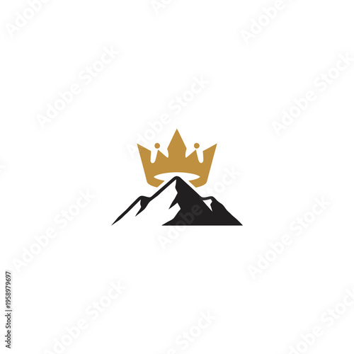 Majestic Crowned Mountain Logo: Symbolizing Leadership, Achievement, and Superiority in Design