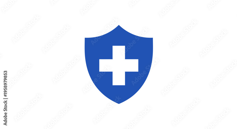 Fototapeta premium Medical Shield: Protection, Health and Wellbeing Graphic Design on White Background.