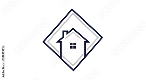Minimalist Home Logo In A Diamond Shape, Perfect For Real Estate Or Modern Brands