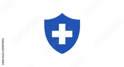 Medical Shield: Protection, Health and Wellbeing Graphic Design on White Background.