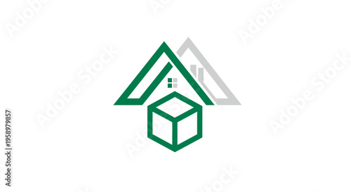 Minimalist House And Package Logo Depicting Construction and Delivery Services