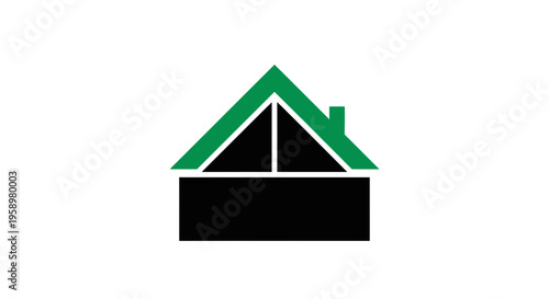 Minimalist House Icon in Green and Black, A Clean Design For Real Estate
