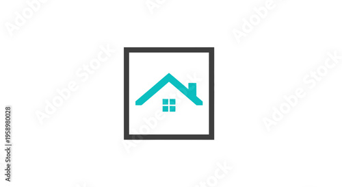 Minimalist House Icon Within a Geometric Frame, Property and Real Estate Concept, Modern Design