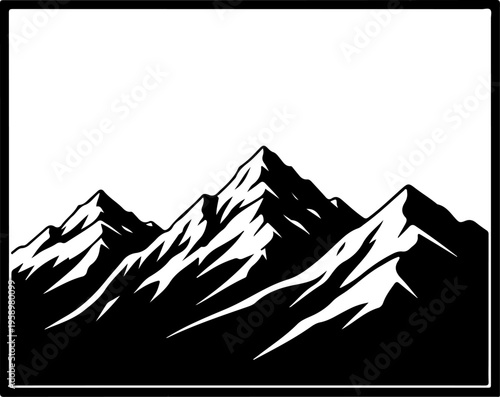 Wall Window Showing Snowy Mountain silhouette vector illustration