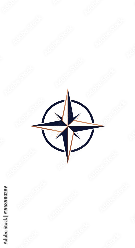 Fototapeta premium Minimalist Compass Rose Navigation Design for Exploration, Travel, and Wayfinding Symbolism