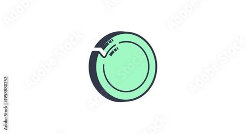 Minimalist Mint Green Circle Icon with Stylized Break Design