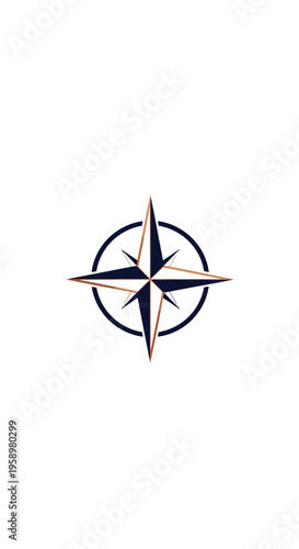 Minimalist Compass Rose Navigation Design for Exploration, Travel, and Wayfinding Symbolism