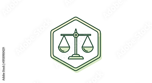 Minimalist Equilibrium Emblem Depicting Justice and Law Symbolism in Simple Design