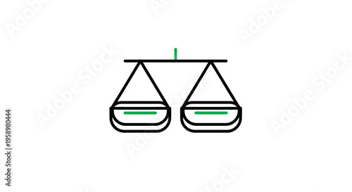 Minimalist Scales Icon Depicting Balance, Justice, and Legal Concepts on White Background