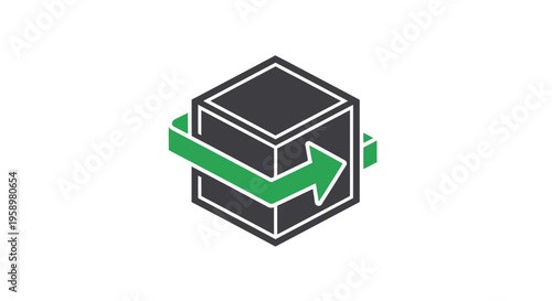 Modern 3D Cube with Green Arrow Cycle