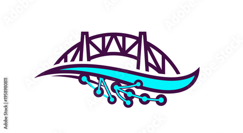 Modern Abstract Bridge Design With Connecting Nodes