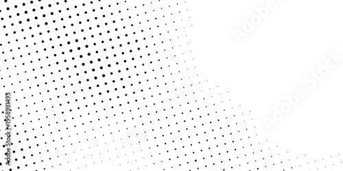 Black and white abstract halftone dots pattern background with gradient effect