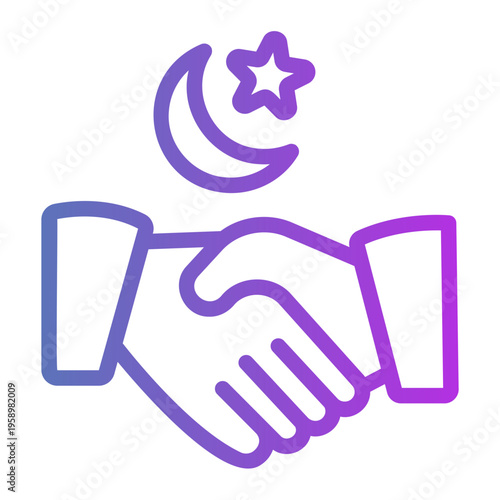 Handshake Line Gradient Icon