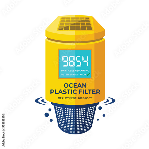 Ocean Microplastic Filter Buoy Environmental Cleanup Vector