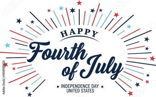 Happy fourth of july celebration with fireworks and patriotic decor