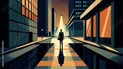Cityscape, urban, illustration, vector, nighttime, futuristic