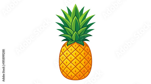 Vibrant Ripe Pineapple Fruit with Green Leaves.