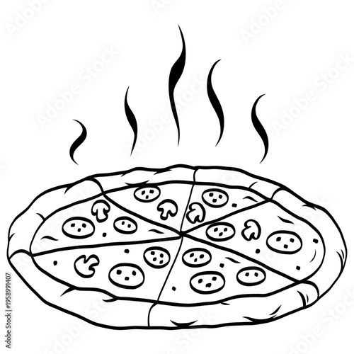 Hot Pizza Slices Drawing Illustration