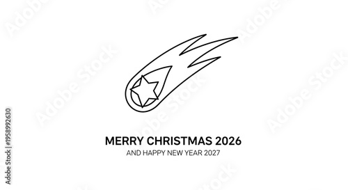 Merry Christmas 2026 & Happy New Year 2027 Comet Star Greeting Card