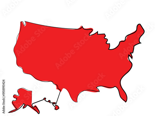 A map of the United States in a continuous line drawing style.