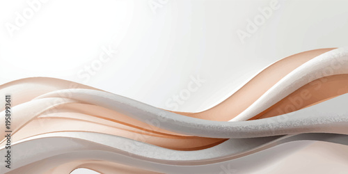 White silk and satin ribbon backdrop features a smooth wave design with blue light curves and a futuristic motion pattern on a white texture background