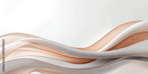 A smooth white silk background features a curved satin ribbon with wave patterns and light blue motion lines for a futuristic business template design