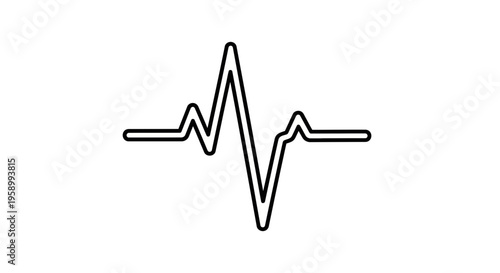 Heartbeat Line Icon Vector, Electrocardiogram EKG Pulse Waveform Graphic