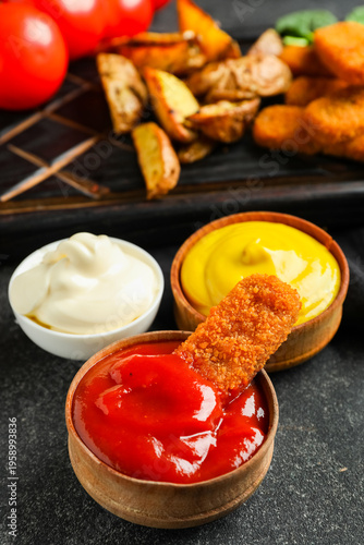 Bowls with different sauces...
