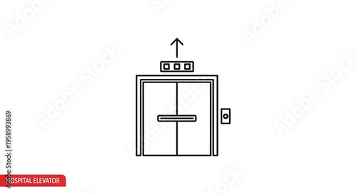Hospital Elevator Icon, Medical Building Transportation, Up Arrow Symbol