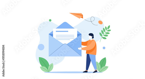 Man Holding Large Open Envelope Horizontally.