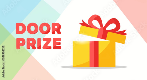 Yellow Gift Box with Red Ribbon.