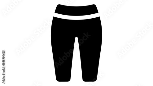 Black Yoga Leggings Icon Silhouette on White Background Fitness Apparel Concept