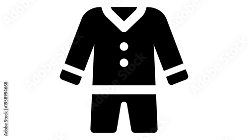 Simple black icon of sleepwear pajama set, representing comfort and relaxation