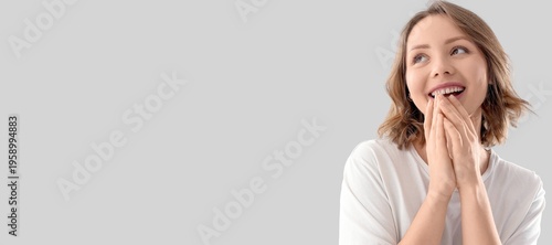 Happy young woman with shor...
