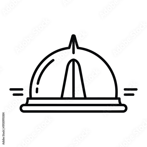 Simple line drawing of a covered serving dish with motion lines  food presentation icon