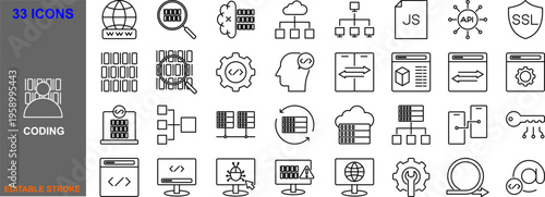 Coding Line Icons for Software and Web Development