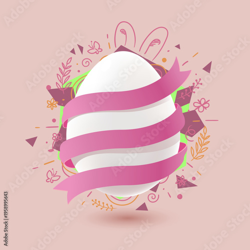 easter egg with ribbon
