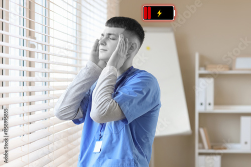 Stressed male medical inter...