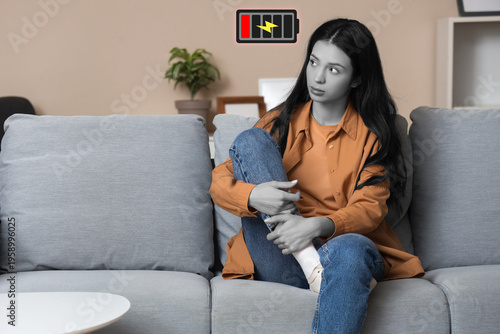 Portrait of worried young w...
