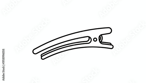 Hairdressing Sectioning Clip, Black Outline on White Background, Professional Styling Tool