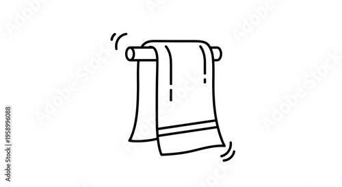 Hand Drawn Doodle Icon of a Towel Hanging on a Rack
