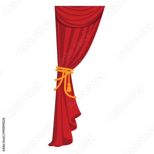 girl with red curtain