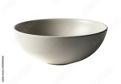 Empty matte white ceramic bowl isolated on transparent background