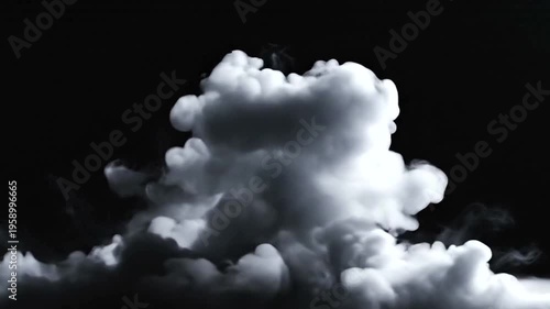 White clouds on black background.