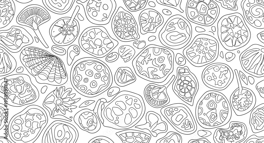 Naklejka premium A detailed vector illustration of various cells in a scientific design